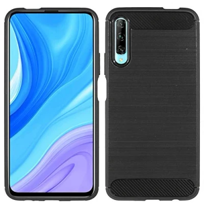 Abbildung von cofi1453® Silikon Hülle Bumper Carbon kompatibel mit Huawei P SMART PRO 2019 Case TPU Soft Handyhülle Cover Schutzhülle Schwarz