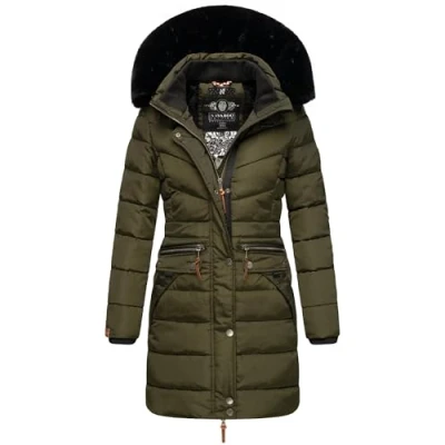 Abbildung von Navahoo Paula Wintermantel, Damen, Größe: XS, Dark olive with black fur