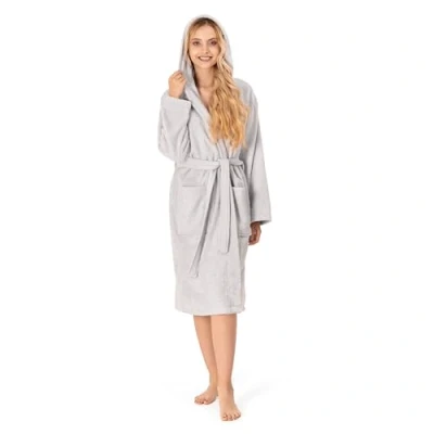 Abbildung von Bademantel Damen 100% Baumwolle (350g/m²) OEKO TEX® Zertifiziert Morgenmantel mit Kapuze, 2 Taschen, Gürtel Beige M