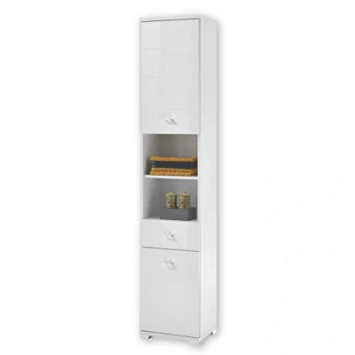 Abbildung von Stella Trading POOL Badezimmer Hochschrank in Weiß Moderner Badezimmerschrank Bad Schrank mit viel Stauraum 38 x 190 30 cm (B/H/T)