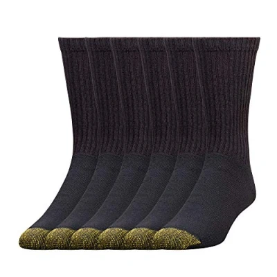 Abbildung von Gold Toe Herren 656s Cotton Crew Socken, Mehrere Paar Athletic socks, Schwarz (6 Paar), L EU