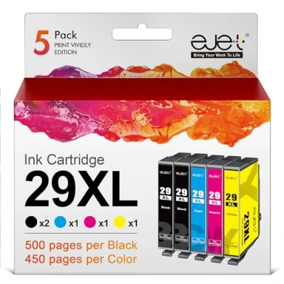 Abbildung von ejet 29 XL Multipack Kompatibel für Epson 29XL Patronen Expression Home XP 342 245 442 235 335 432 435 332 345 247 445 (2 Schwarz,1 Cyan,1 Magenta,1 Gelb, 5er Pack)