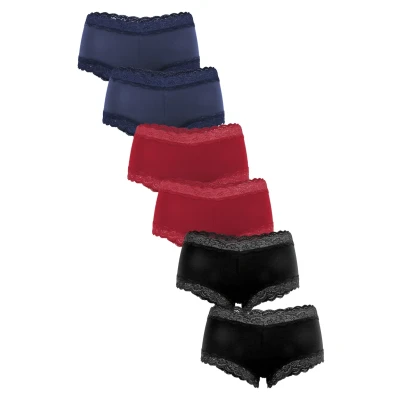 Abbildung von Fabio Farini 6ER PACK Hipster Panties MIT Spitze UND Leichtem Stretchanteil Slip, Damen, Größe: 40, Red/blue/black