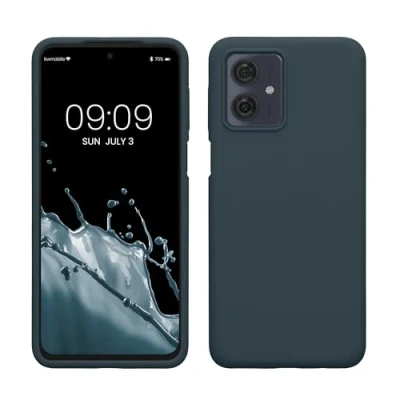 Abbildung von kwmobile Hülle kompatibel mit Motorola Moto G54 5G Silikon Handy Case Handyhülle weiche Oberfläche kabelloses Laden Dunkler Schiefer