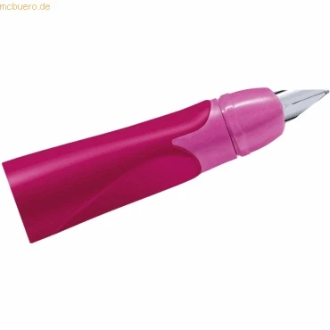 Abbildung von Linkshänder Griffstück für ergonomischen Schulfüller mit Anfänger Feder A STABILO EASYbirdy in beere/pink