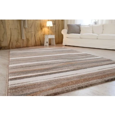 Abbildung von andiamo Webteppich moderner stilvoller Kurzflor Teppich robust und pflegeleicht aus 100% Polypropylen geeignet für Fußbodenheizung Saugroboter 120 x 170 cm Streifen Braun