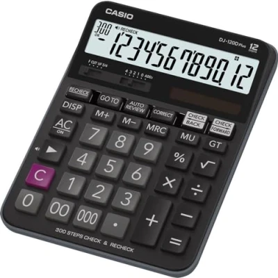 Abbildung von Casio Taschenrechner DJ 120DPLUS Tischrechner Schwarz Display (Stellen): 12 solarbet