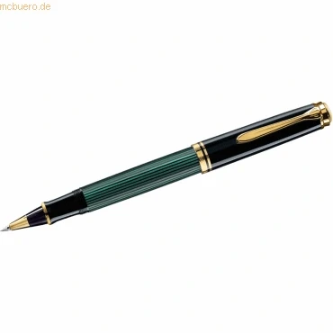 Abbildung von Pelikan Tintenroller Souverän 400, Schwarz Grün, hochwertiger Roller im Geschenk Etui, 997494