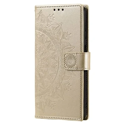 Abbildung von CoverKingz Handy Case kompatibel mit Samsung Galaxy A54 5G Cover Kartenfach Phonecase Smartphone Hülle klappbar Motiv Mandala Gold