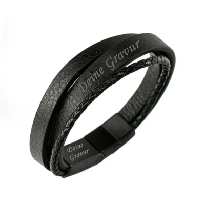 Abbildung von COW Style Personalisiertes Lederarmband Herren mit Namen oder Datum Armband Gravur Geschenk zum Vatertag Männerarmband für Papa