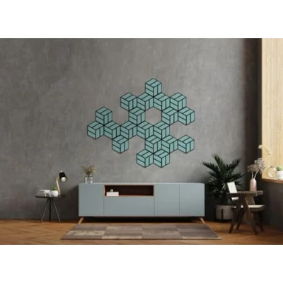Abbildung von Gedotec Hexagon Akustikpaneele Holz Ocean Splash 1 Stück Wandpaneele Made in AUSTRIA Wanddekoration 300 x 260 19 mm Schalldämmung Gaming Deko aus recyceltem Filz