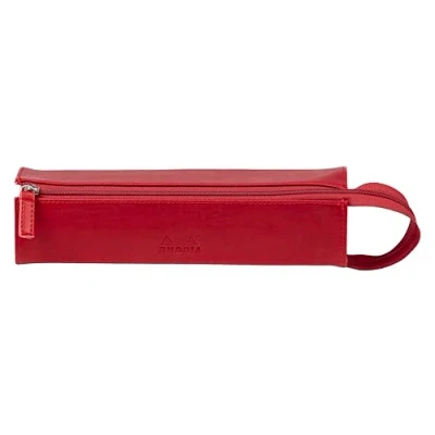 Abbildung von Rhodia 319023C Schlampermäppchen Rhodiarama, rechteckig 23x5x5 cm, flache Öffnung, langer Reißverschluss, praktisch und elegant aus Kunstleder Rot, 1 Stück