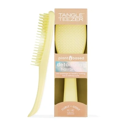Abbildung von Tangle Teezer Plant Based Ultimate Detangler Brush, Trockene &amp; Nasse Haarbürste, beseitigt Knoten reduziert Bruch für lockiges bis gewickeltes Haar, 3C 4C Haartypen, Pastellgelb