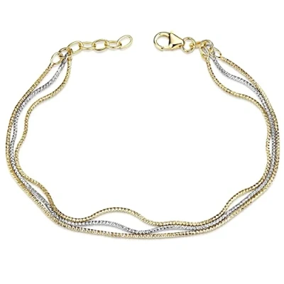Abbildung von Materia Armkette Damen Silber Gold Bicolor mehrreihig SA 128, Sterlingsilber, teilvergoldet
