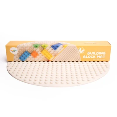 Abbildung von Inspire My Play Stein Grundplatte aus Silikon für Bausteine Kompatibel mit Allen großen Bausteinmarken Doppelseitig große Perfektes Zubehör Sensory PlayTray