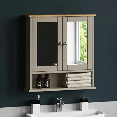 Abbildung von Bath Vida Hoch &amp; Midischränke fürs Bad, Mitteldichte Holzfaserplatte, Grau, Standard