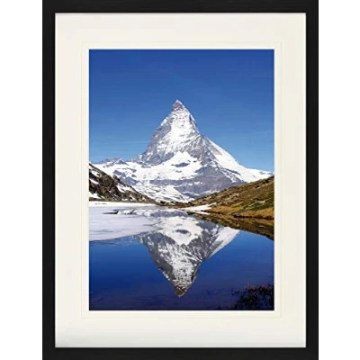 Abbildung von 1art1 Berge Poster Matterhorn Mit Riffelsee Gerahmtes Bild Edlem Passepartout Wand Bilder Im Bilderrahmen 80x60 cm