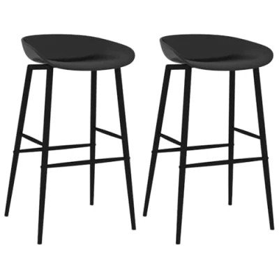 Abbildung von vidaXL 2X Barstuhl Barhocker Bistrohocker Tresenhocker Thekenhocker Küchenhocker Bar Stuhl Hocker Tresenstuhl Thekenstuhl Schwarz PP Metall