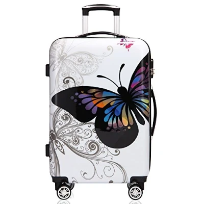 Abbildung von MONZANA® Reisekoffer Hartschalenkoffer Butterfly Hartschale Trolley Koffer ABS Kunststoff PC beschichtet Alu Teleskopgriff gummierte Zwillingsrollen Größe XL