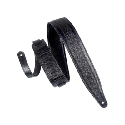 Abbildung von Levy&#039;s Leathers M317FG BLK Gitarrengurt aus Leder, florentinisches Prägungsdesign, 6,3 cm, Schwarz