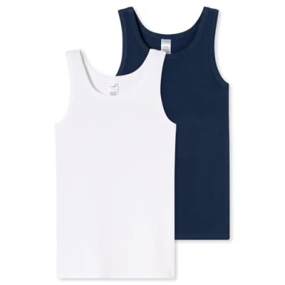 Abbildung von Schiesser 2PACK Unterhemd/shirt für Kinder, Größe: 176, Weiss dunkelblau
