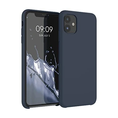 Abbildung von kwmobile Hülle kompatibel mit Apple iPhone 11 Silikon Handy Case Handyhülle weiche Oberfläche kabelloses Laden Heidelbeerblau