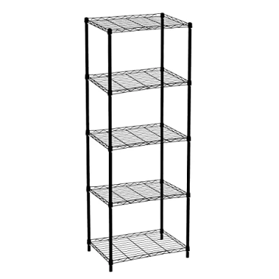 Abbildung von Catter House Klaus Metallregal mit Gitter, 160 56 x 35 cm, Schwarz 5 Böden, belastbar bis 175 kg, kg pro Regal, verchromt und einfach zu montieren