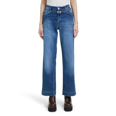 Abbildung von Cartoon Stretch MIT Stickerei Jeans Straight Leg, Damen, Größe: 38, Blau
