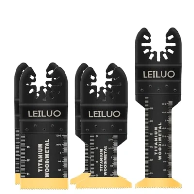 Abbildung von LEILUO 5 Stück Titan Oszillierende Multitool Sägeblätter Universelles Multi Tool Zubehör für Holz und Nägel Kompatibel mit DeWalt Makita Ryobi mehr