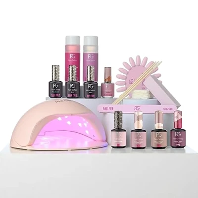Abbildung von Pink Gellac Shellac Set Starterset mit Lampe Premium Uncovered UV Gel 15 ml Rosa Nagellack Nagelset Gelnägel für 14 Tage schöne Nägel Nagelgel Nail