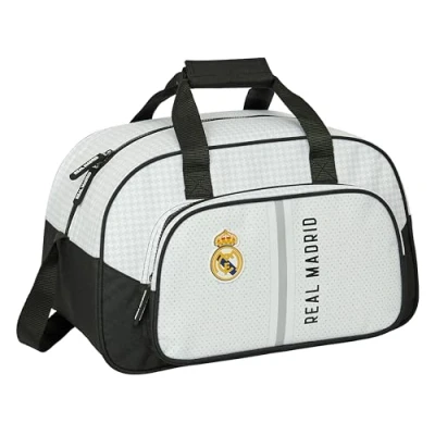 Abbildung von Safta Real Madrid 1. Mannschaft 24/25 Sporttasche, Rucksack, ideal für Kinder verschiedener Altersgruppen, bequem und vielseitig, Qualität Widerstandsfähigkeit, 40 x 23 24 cm, Weiß/Grau,