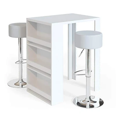 Abbildung von Vicco Bartisch, Weiß, 80 x 57 cm mit 2 Barhockern