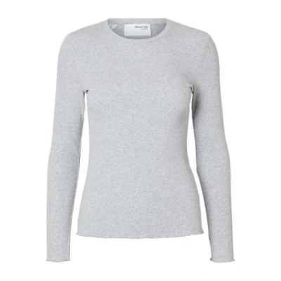 Abbildung von Selected Femme ANNA CREW NECK TEE Langarmshirt, Damen, Größe: XL, Grijs