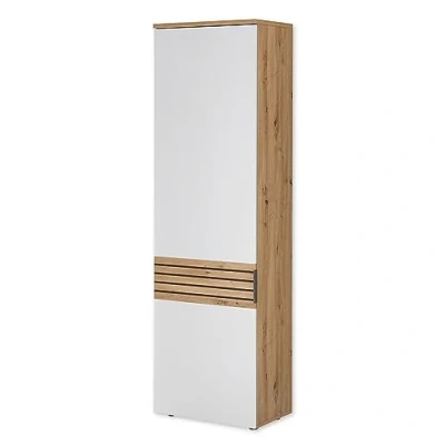 Abbildung von HBZ Stauraumschrank &quot;Milan&quot;, (1 St.), weiß oder Grau, Garderobenhochschrank mit Absetzung in Eiche Dekor