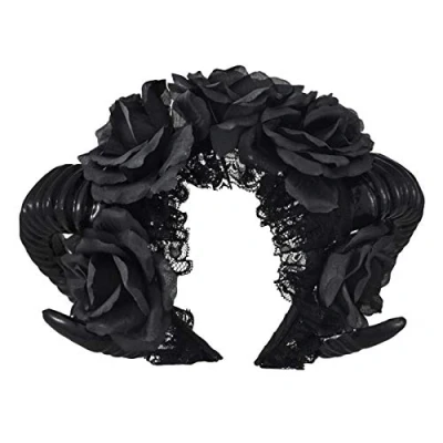Abbildung von Ro Rox Gothic Rosen Stirnband Gotisk Satan Hörner Kopfbedeckung Schwarze
