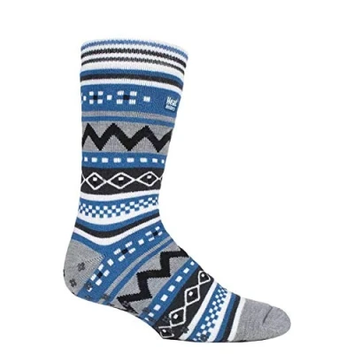 Abbildung von HEAT HOLDERS Herren Thermo Winter Stopper Antirutsch Bunt Kuschelsocken mit Abs Sohle (39/45, Grey/Denim (Soul))