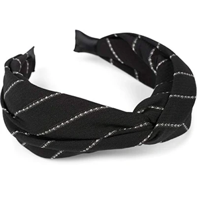 Abbildung von styleBREAKER Damen Haarreif mit edlem Nadelstreifen Muster und Twist Knoten, Retro Look, Haarband, Haarschmuck 04027029, Farbe:Schwarz