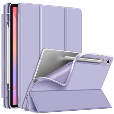Abbildung von Fintie Hülle für Samsung Galaxy Tab S9 FE 10.9 Zoll/S9 11 Zoll 2023 Tablet Ultradünne Soft TPU Rückseite Abdeckung Schutzhülle mit Stifthalter und Auto Schlaf/Wach Funktion, Pastellviolett
