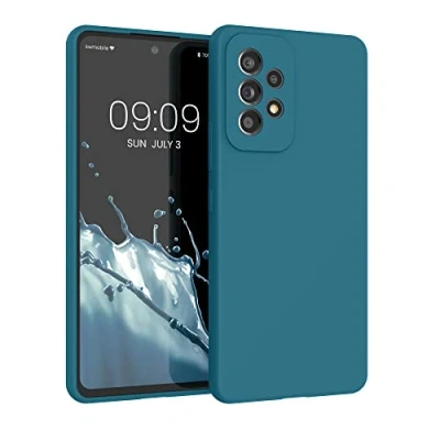 Abbildung von kwmobile Hülle kompatibel mit Samsung Galaxy A53 5G Silikon Handy Case Handyhülle weiche Oberfläche kabelloses Laden Petrol matt