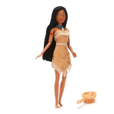 Abbildung von Disney Store Official Pocahontas Klassische Puppe 29 cm/11&quot; Voll bewegliche in einem wunderschönen Outfit Mit Spielzeughaarbürste Ab 3 Jahren geeignet