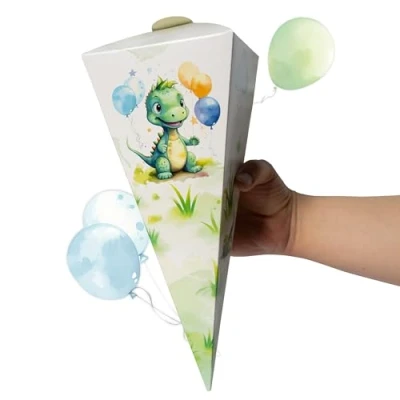 Abbildung von TOBJA Schultüte Kleine Geschwister Dino, Mini Zuckertüte Schwester Schulanfang