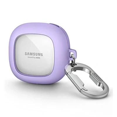 Abbildung von SURITCH Transparent hülle Kompatibel mit Samsung Galaxy Buds 2/Buds Live/Buds 2 Pro/Buds FE Stoßfest Schutzhülle Schlüsselbund für Lila