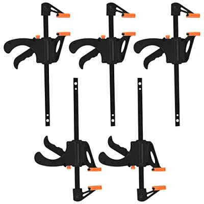Abbildung von 5 Stk Einhandzwingen Set, Schnellspannzwinge, 4 Zoll Schraubzwingen F Klemmen, Schnellspannzwingen, Woodworking Ratschenzwinge für Holzarbeiten, handgefertigtes Handwerk, Heimwerken, Klemmen