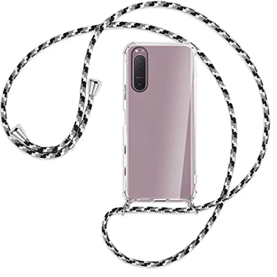 Abbildung von mtb more energy® Handykette kompatibel mit Sony Xperia 5 II (6.1&#039;&#039;) Camouflage weiß Smartphone Hülle zum Umhängen Anti Shock Full TPU Case