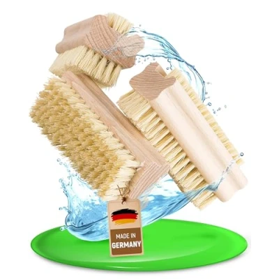 Abbildung von FEINHOLZ Handbürste Nagelbürste Holz (3 Stck.) mit stabilen Borsten hart und weich, Bürsten plastikfrei, Made in Germany, Kinder, Gemüsebürste, Wurzelbürste, Fingerbürste, Handwaschbürste