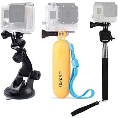 Abbildung von TEKCAM Action Kamera Zubehör Selfie Stativ Saugnapfhalterung Wasserdichter Einbeinstativ schwimmender Handgriff kompatibel mit GoPro Hero 13 12 11 10 9 8 7 /AKASO/Apexcam/Exprotrek/WOLFANG/Surfola