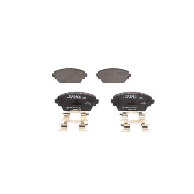 Abbildung von BOSCH 0 986 494 629 Bremsbelagsatz Low Metallic mit Anti Quietsch Blech Feder NISSAN: Almera Tino, Primera Limousine, Kombi