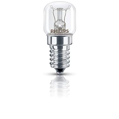 Abbildung von Philips Spezialleuchtmittel Speziallampe Ofenlampe Ofen klar E14 kurz 15W bis 300 T25