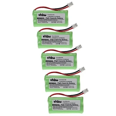 Abbildung von vhbw 5X Akku kompatibel mit Siemens Gigaset A26, A245, A245 weiß, Duo, A260 schnurlos Festnetz Telefon (800mAh, 2,4V, NiMH)