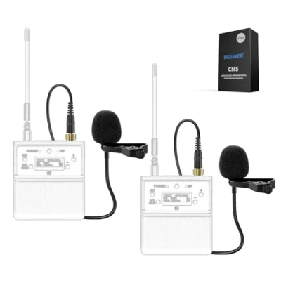 Abbildung von NEEWER Ansteckmikrofon (2er Pack), kabelgebundenes Mikrofon, Omnidirektionales Kondensator Lavalier Clip On Mikrofon kompatibel mit Rode Wireless GO II DJI Mic Sender für Bühne, YouTube, CM5